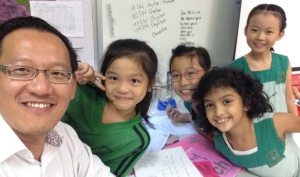 Mr. Chua and his students at Learning Corner
