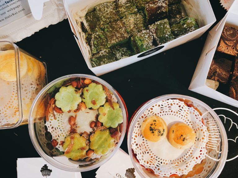 Pandan gula melaka brownies called greenies